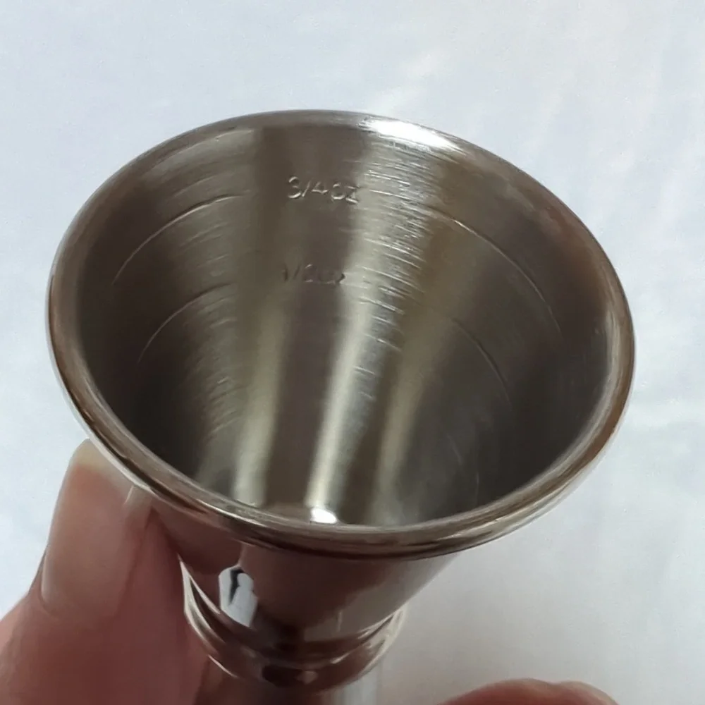 4 Piece Barware Set- 2 Pour Spouts, 1 Measuring Jigger .5 Oz To 2 Oz, 1 Tongs